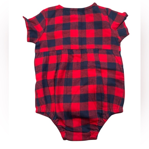 Hanna Andersson ~ Buffalo Plaid Flannel Romper - Picture 4 of 5